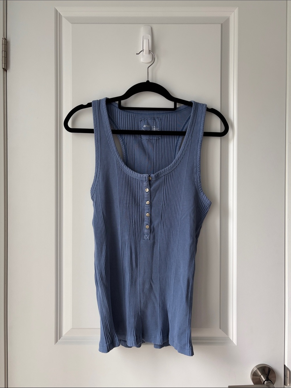 AERIE Ribbed Sleeveless Henley Tank Top